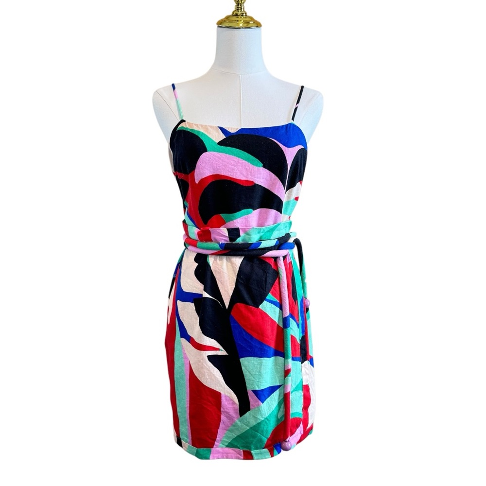 FARM Rio Multicolor Abstract Print Mini Dress - Red, Blue, Green, Black - Picture 4 of 16